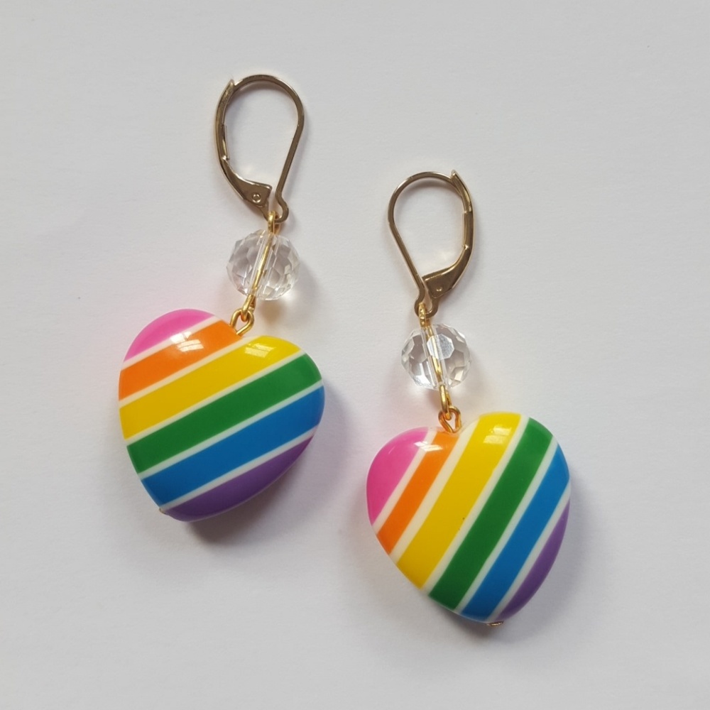 Vintage Rainbow Heart Earrings